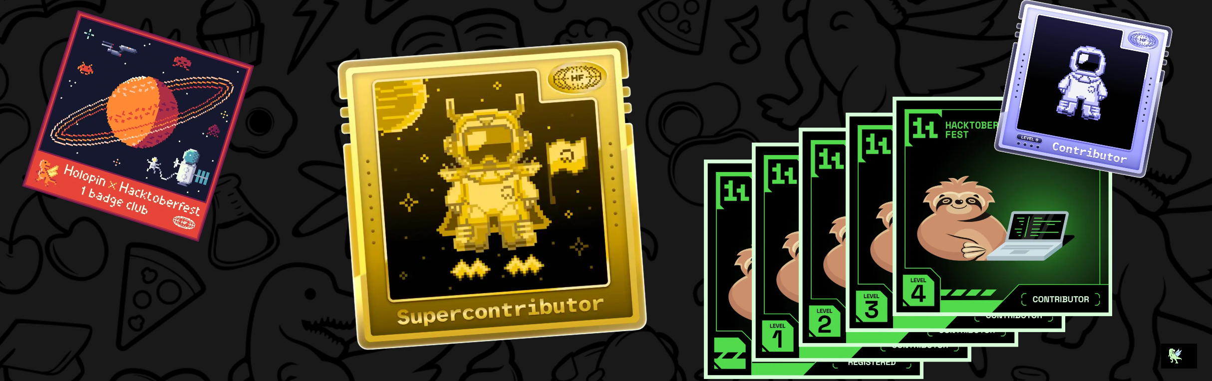 An image of @adamj's Holopin badges, which is a link to view their full Holopin profile