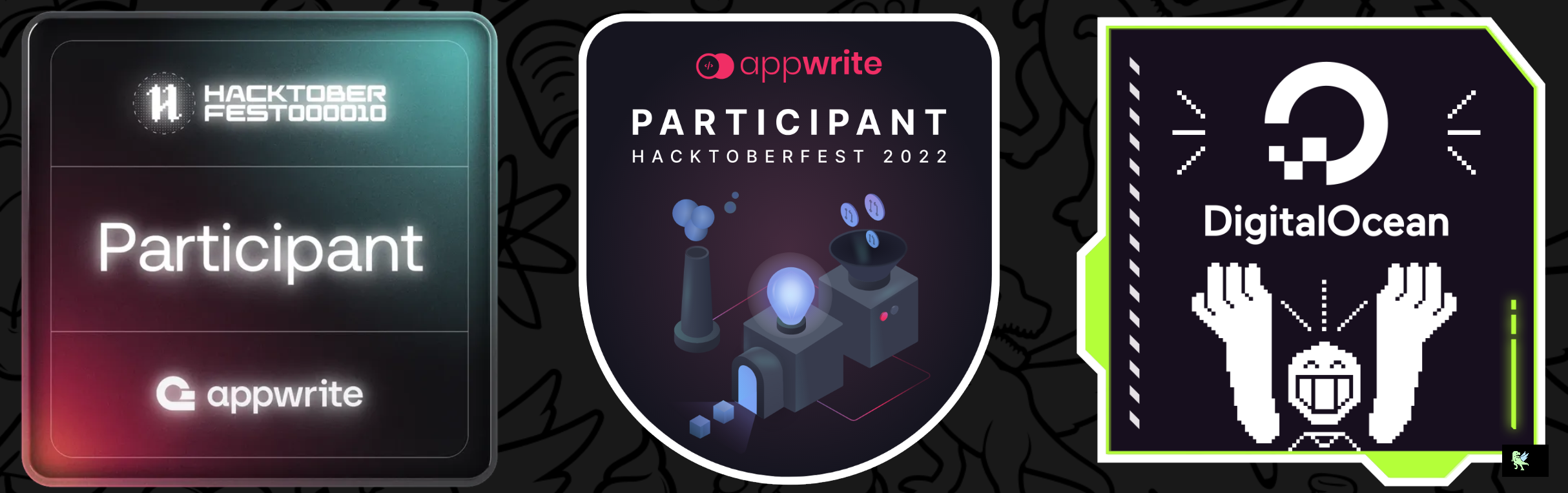 An image of @arian0zen's Holopin badges, which is a link to view their full Holopin profile