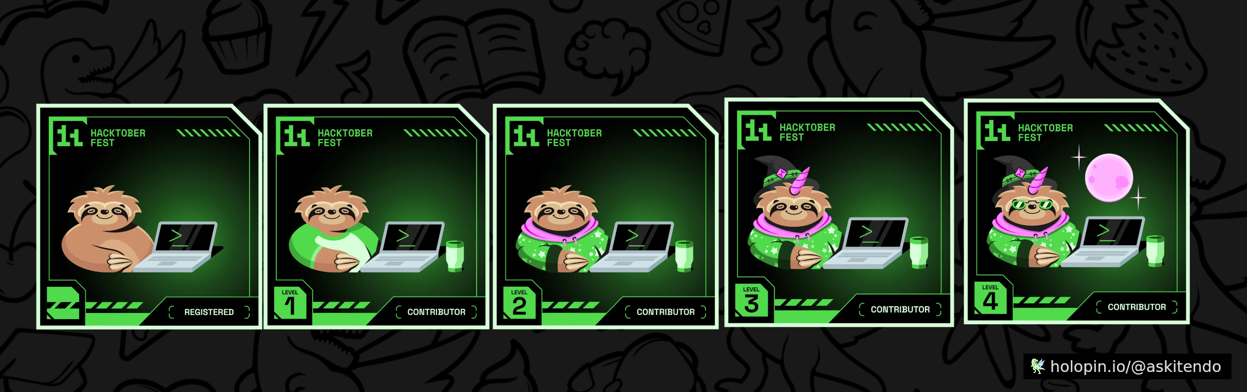 An image of @askitendo's Holopin badges, which is a link to view their full Holopin profile