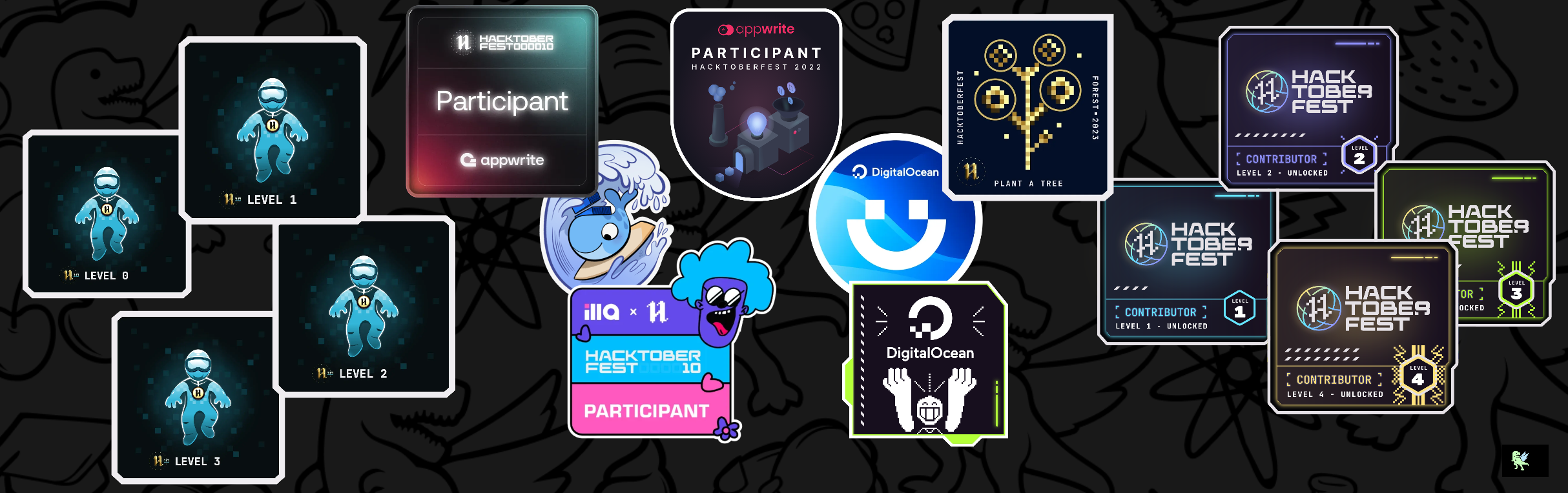 An image of @ayushh's Holopin badges, which is a link to view their full Holopin profile