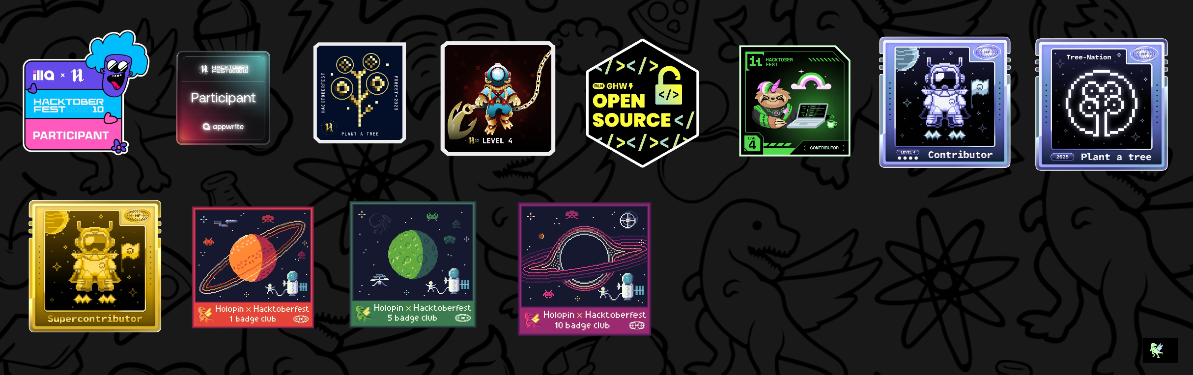 An image of @camilamaia's Holopin badges, which is a link to view their full Holopin profile