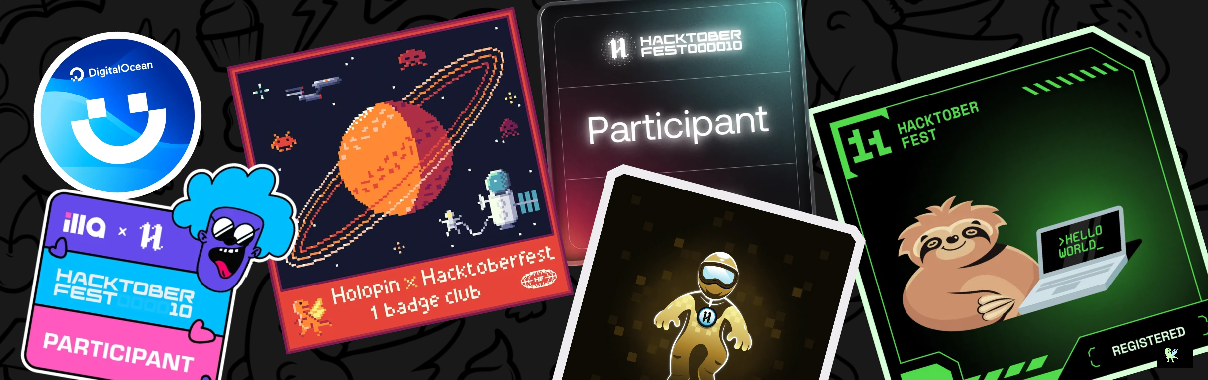 An image of @dampdigits's Holopin badges, which is a link to view their full Holopin profile