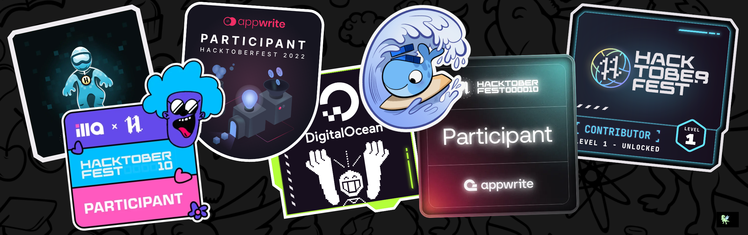An image of @excalith's Holopin badges, which is a link to view their full Holopin profile