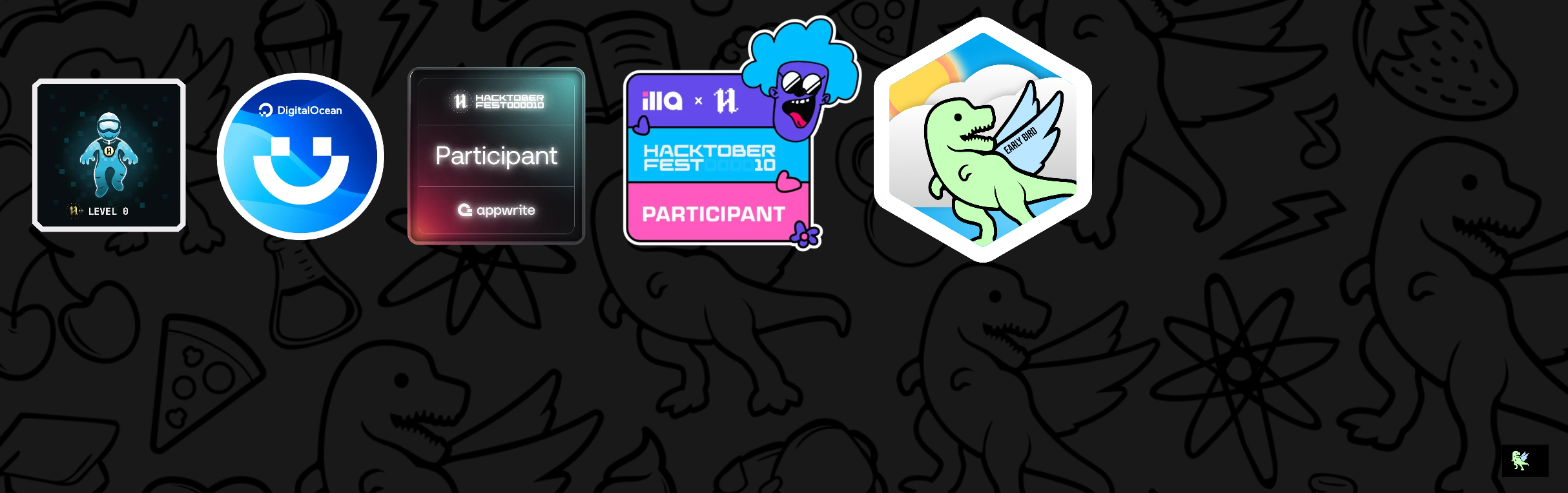 An image of @hardcoder404's Holopin badges, which is a link to view their full Holopin profile