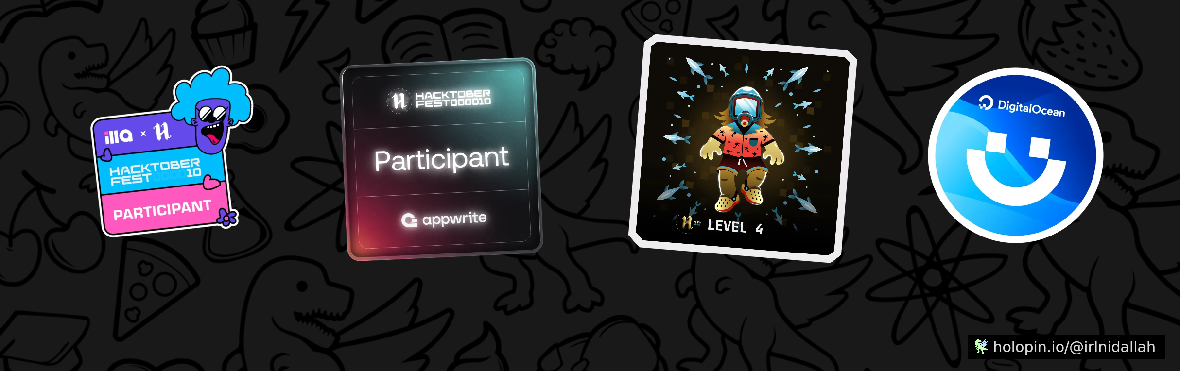 An image of @irlnidallah’s Holopin badges, which is a link to view their full Holopin profile