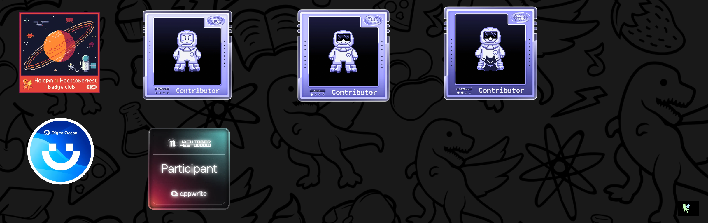 An image of @kaifcoder's Holopin badges, which is a link to view their full Holopin profile