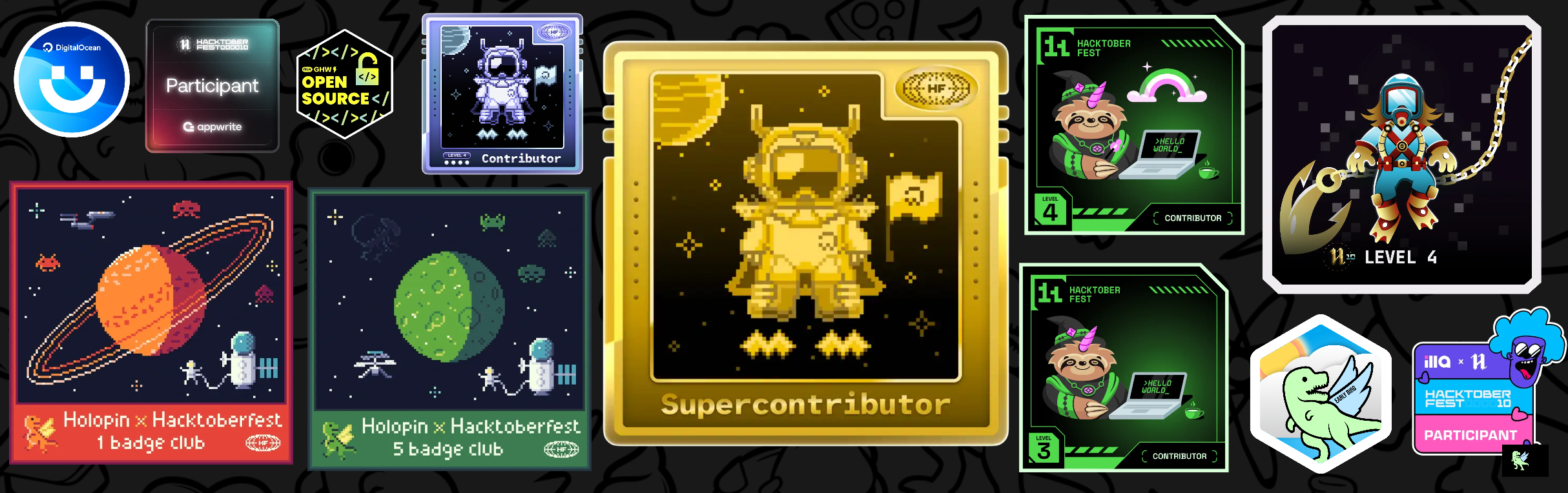 An image of @kartikk26's Holopin badges, which is a link to view their full Holopin profile