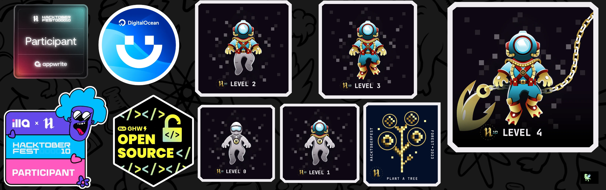 An image of @kinshukcode1729's Holopin badges, which is a link to view their full Holopin profile