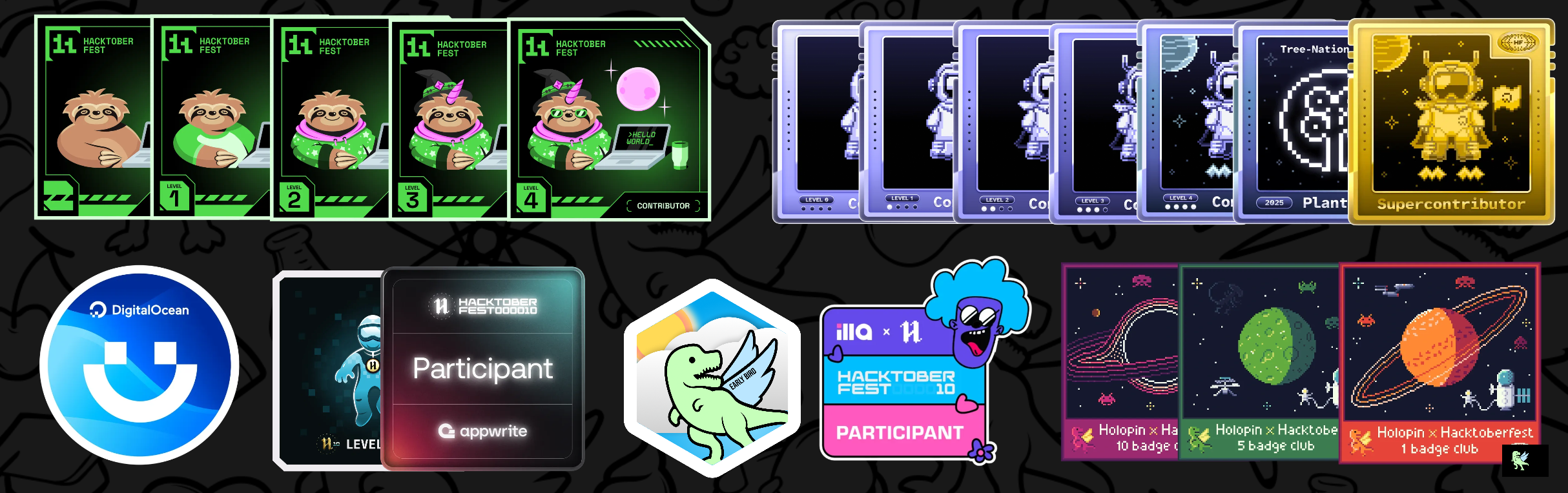 An image of @linukaar's Holopin badges, which is a link to view their full Holopin profile