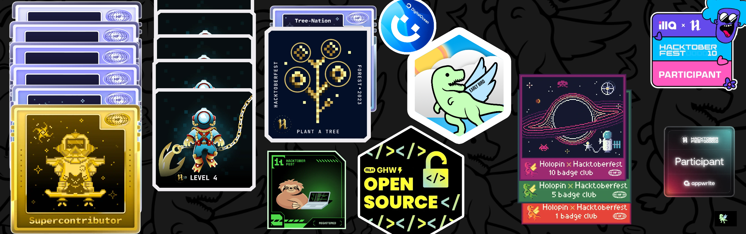 An image of @mannuvilasara's Holopin badges, which is a link to view their full Holopin profile