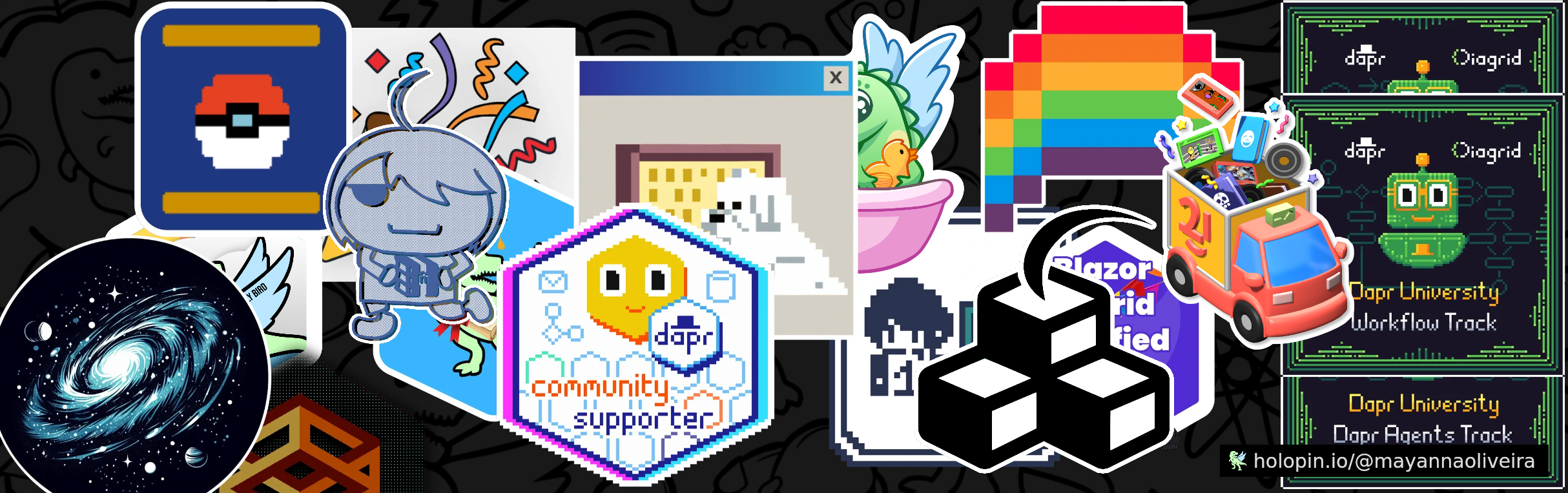 An image of @mayannaoliveira's Holopin badges, which is a link to view their full Holopin profile