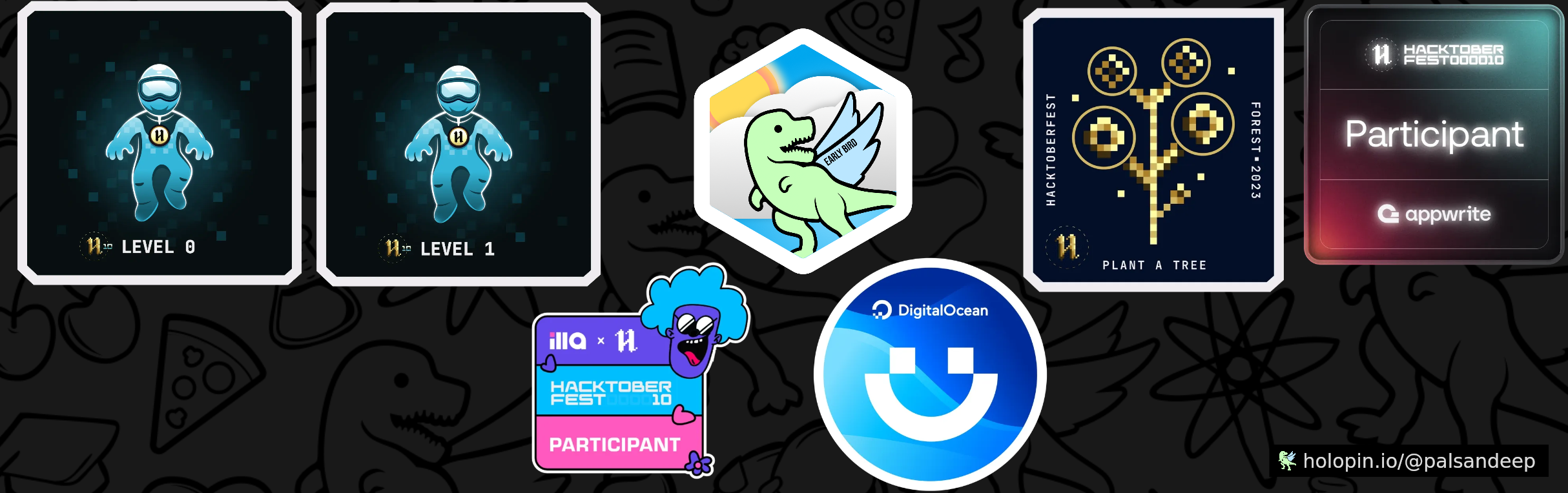 An image of @palsandeep's Holopin badges, which is a link to view their full Holopin profile