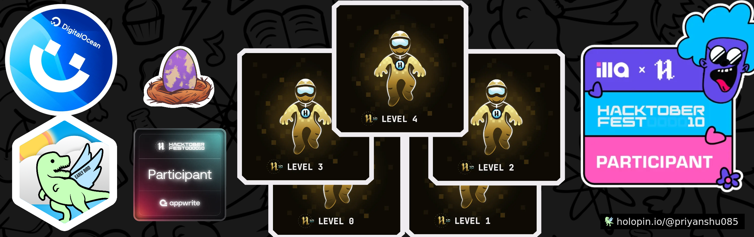An image of @priyanshu085's Holopin badges, which is a link to view their full Holopin profile
