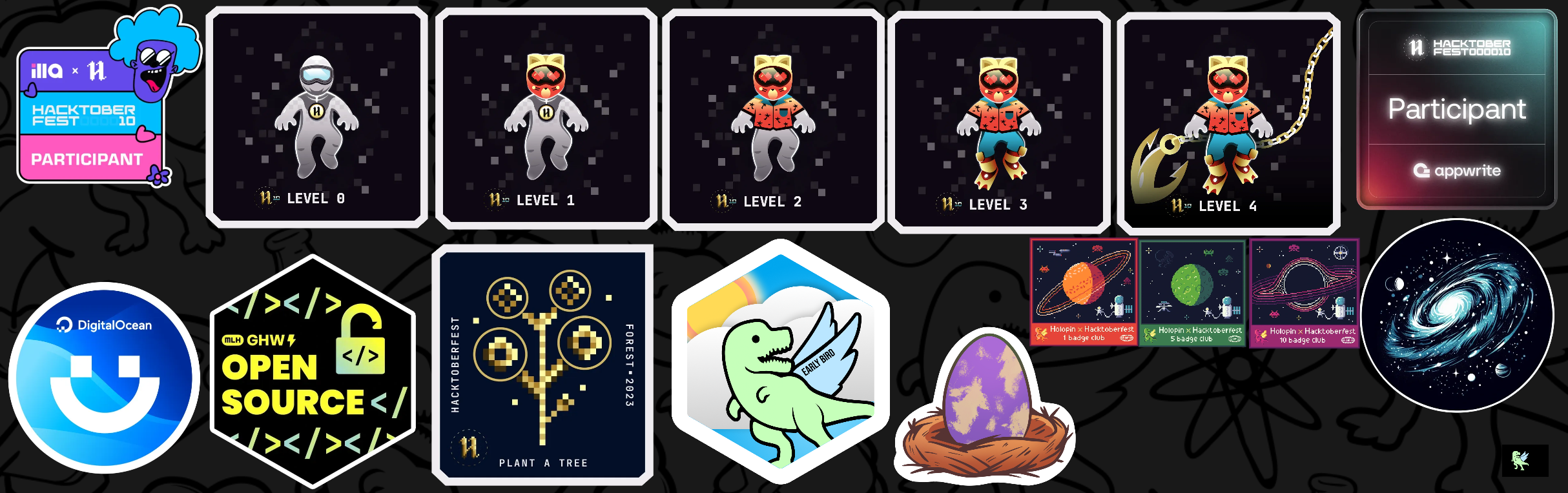 An image of my Holopin badges, which is a link to view their full Holopin profile