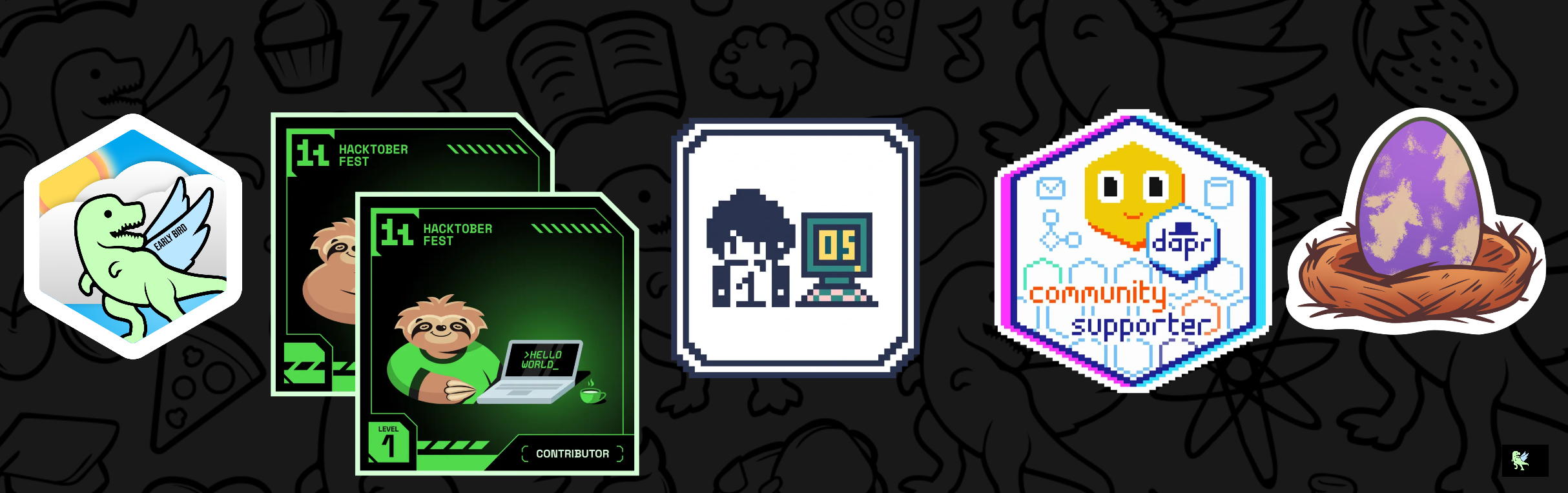 An image of @soumyadipgithub's Holopin badges, which is a link to view their full Holopin profile