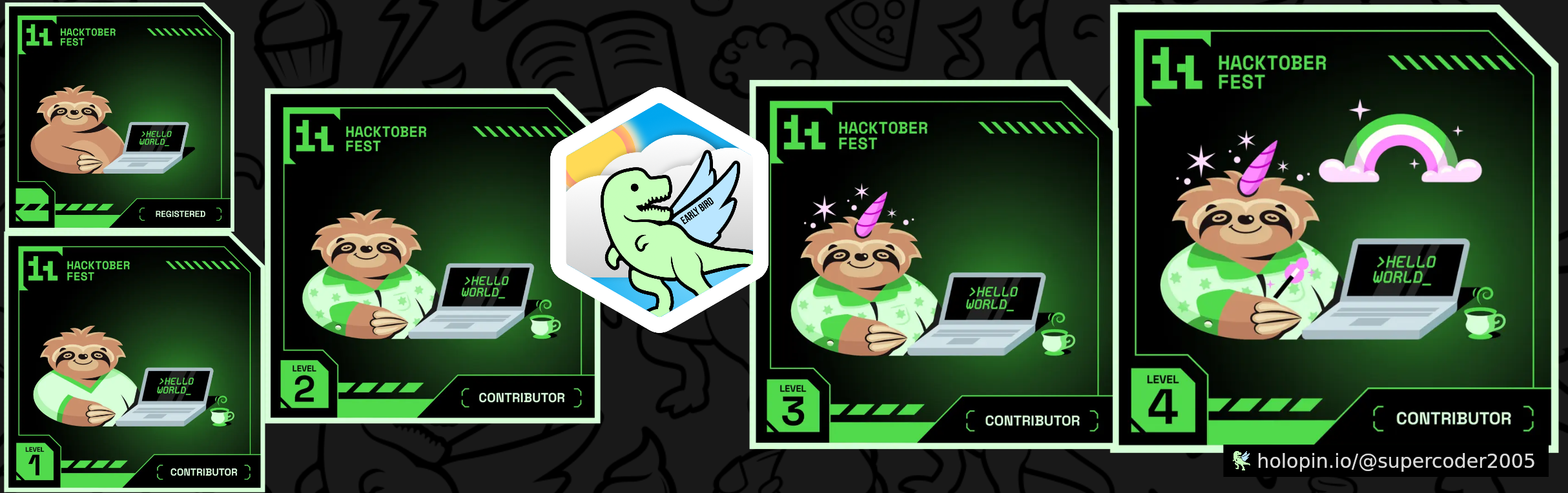 An image of @supercoder2005's Holopin badges, which is a link to view their full Holopin profile