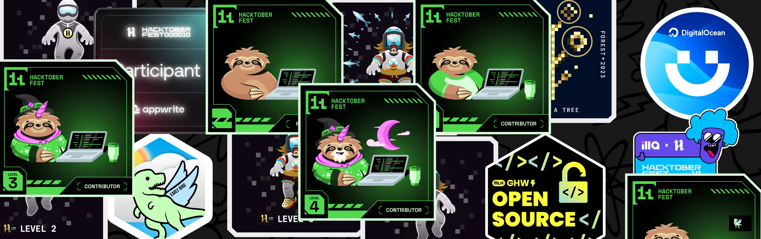 An image of @xeven777's Holopin badges, which is a link to view their full Holopin profile